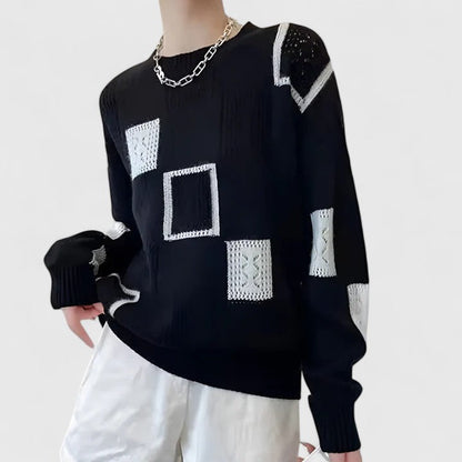 Anna Rita | Pull Donna Patchwork Geometrico Maglia Morbida