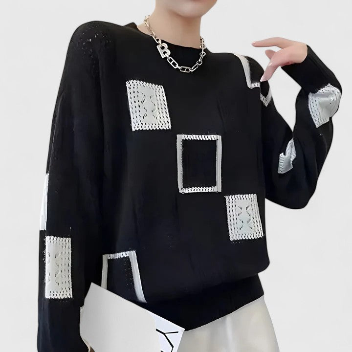 Anna Rita | Pull Donna Patchwork Geometrico Maglia Morbida