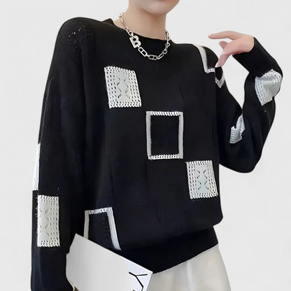 Anna Rita | Pull Donna Patchwork Geometrico Maglia Morbida