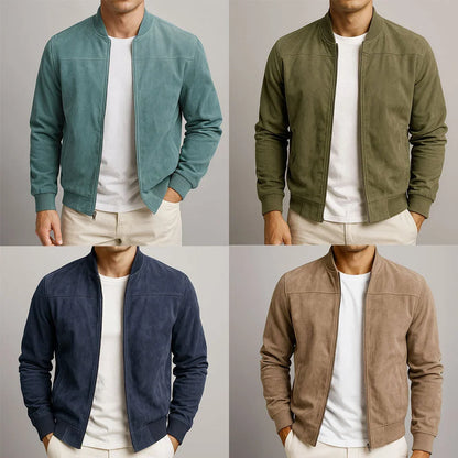 Fabrizio | Bomber in finto camoscio con zip da uomo