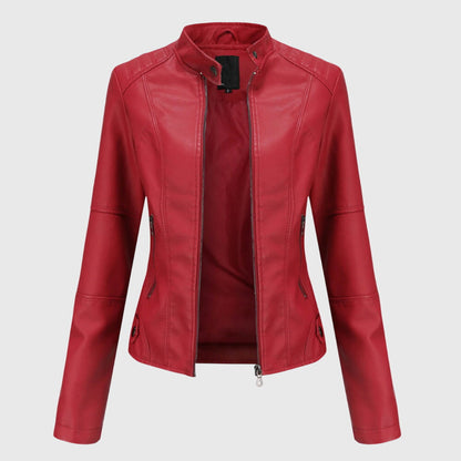 Nicoletta | Giacca in Pelle Donna con Zip e Collo Alto