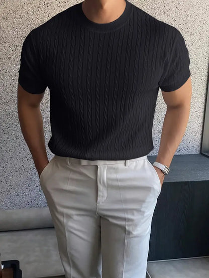 Nino | Maglia a manica corta con trecce girocollo da uomo