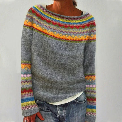 Monica | Pullover a fantasia norvegese girocollo per donna