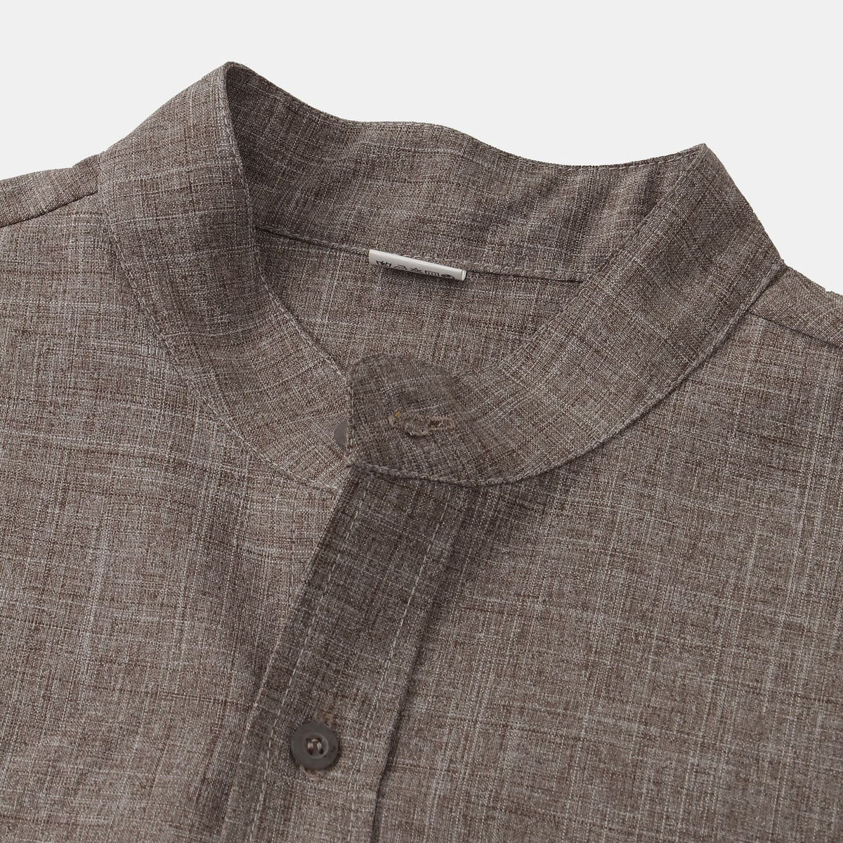 Flavio | Camicia a maniche corte con collo alla coreana e taschino da uomo