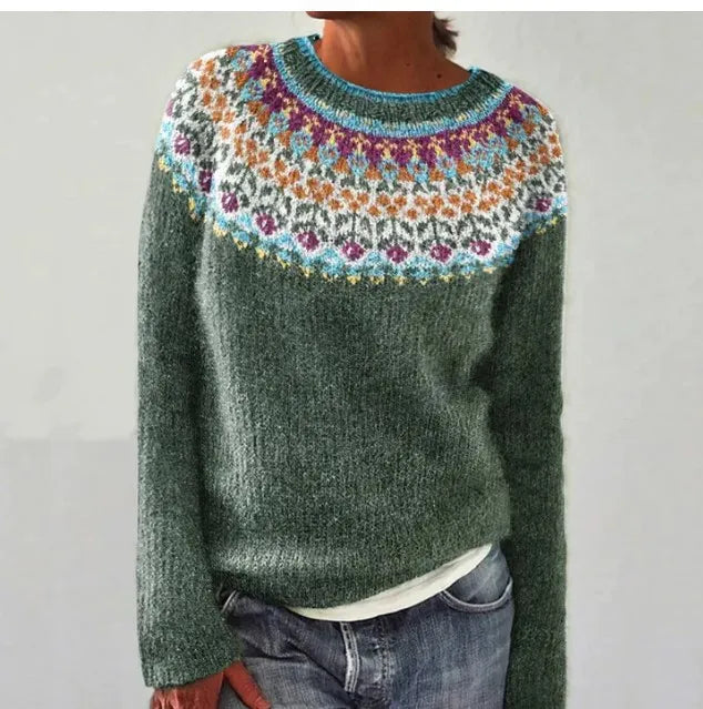 Monica | Pullover a fantasia norvegese girocollo per donna