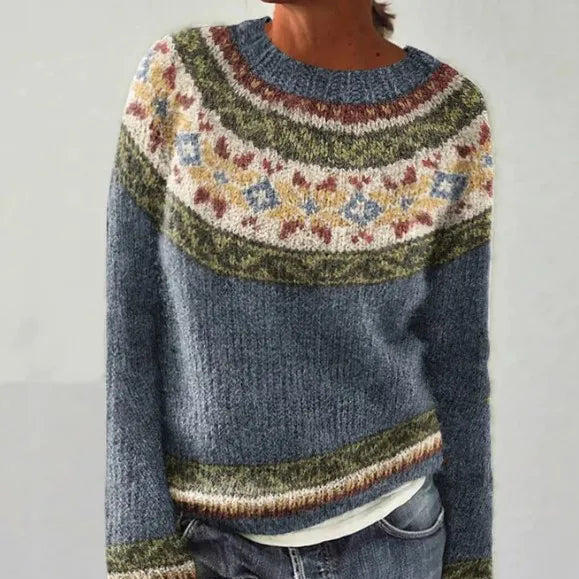 Monica | Pullover a fantasia norvegese girocollo per donna