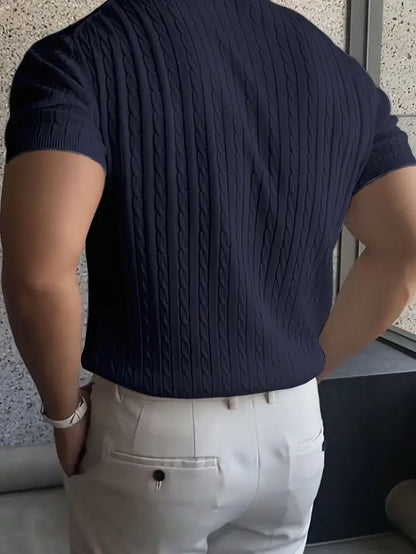 Nino | Maglia a manica corta con trecce girocollo da uomo