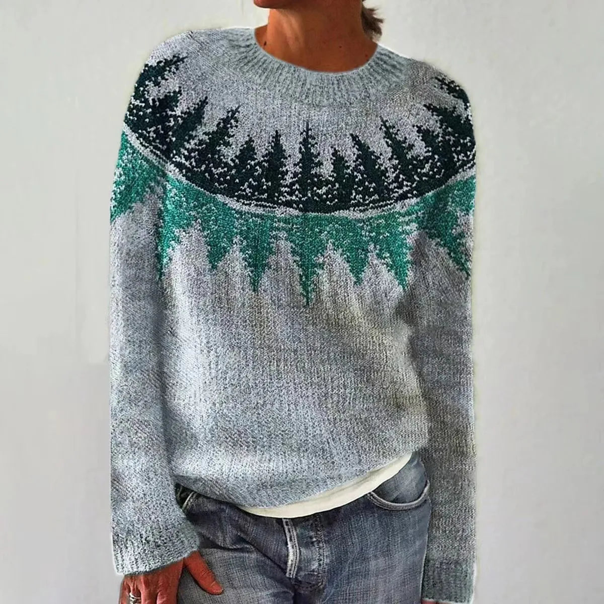 Monica | Pullover a fantasia norvegese girocollo per donna