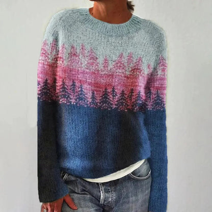 Monica | Pullover a fantasia norvegese girocollo per donna