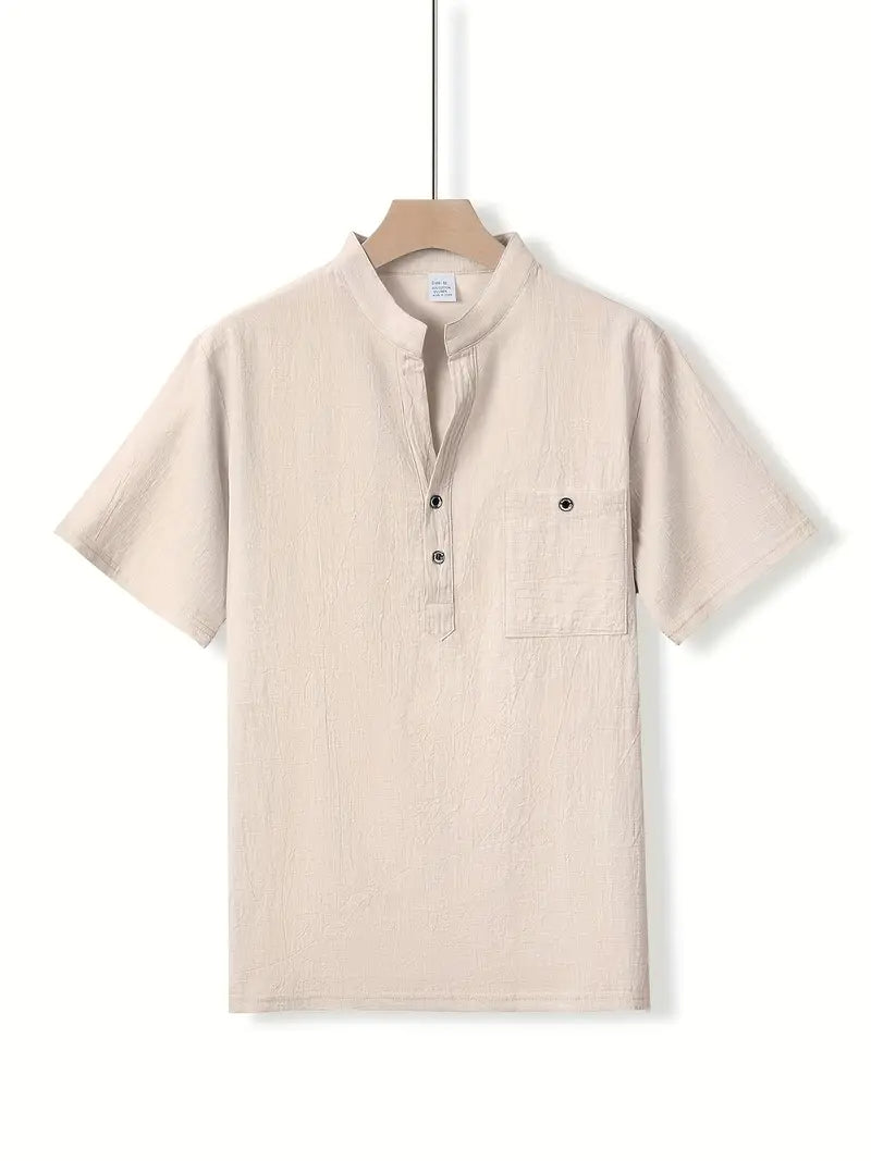 Giorgio | Camicia henley a maniche corte con taschino da uomo