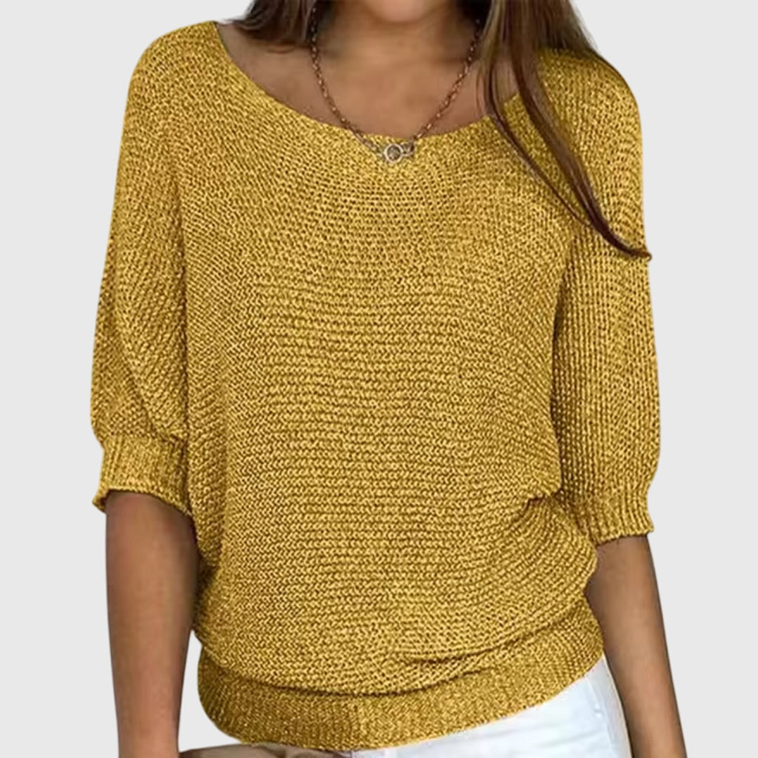 Leticia | Pull Donna Collo Barchetta Maglia Fine Casual