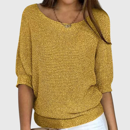 Leticia | Pull Donna Collo Barchetta Maglia Fine Casual