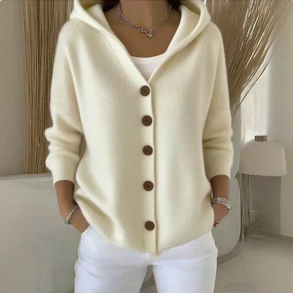 Rosalia | Cardigan con cappuccio e bottoni a vista per donna