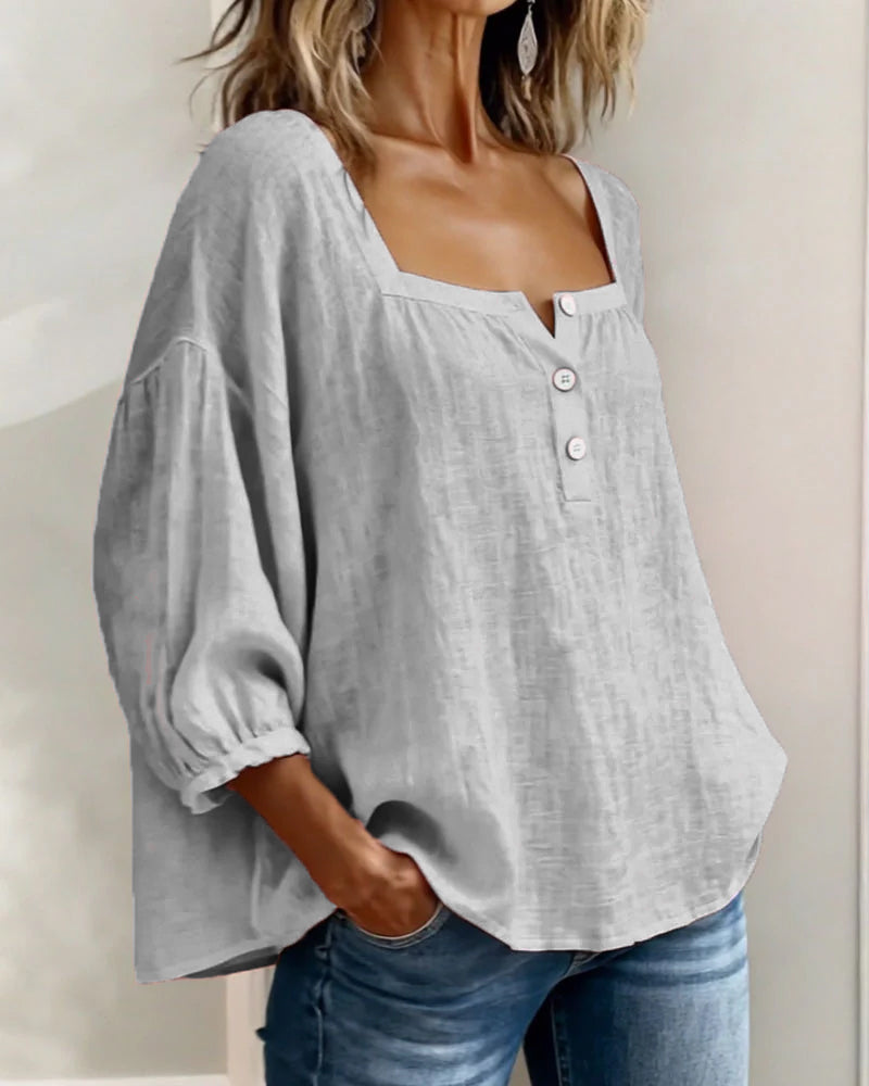Isotta | Blusa scollo quadrato maniche a lanterna per donna