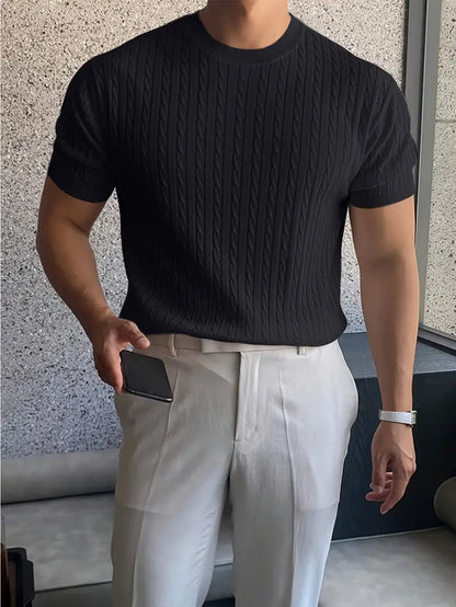 Nino | Maglia a manica corta con trecce girocollo da uomo