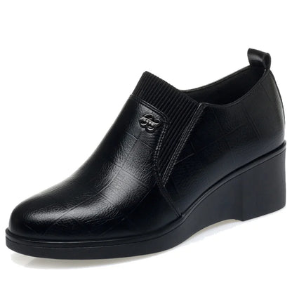 Nadine | Scarpe décolleté in pelle con zeppa e chiusura elastica per donna