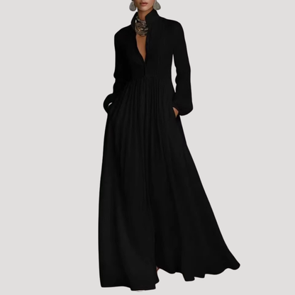 Paulette | Abito lungo elegante fluido a maniche lunghe