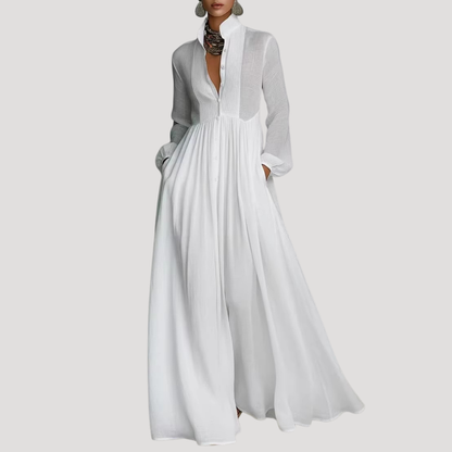 Paulette | Abito lungo elegante fluido a maniche lunghe