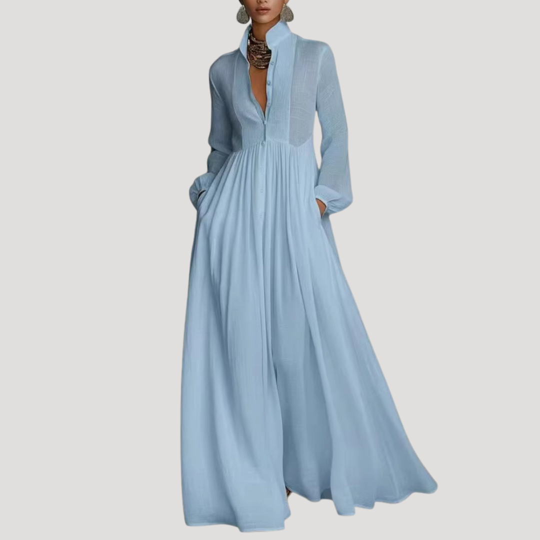 Paulette | Abito lungo elegante fluido a maniche lunghe