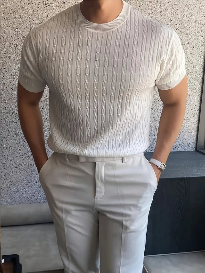 Nino | Maglia a manica corta con trecce girocollo da uomo
