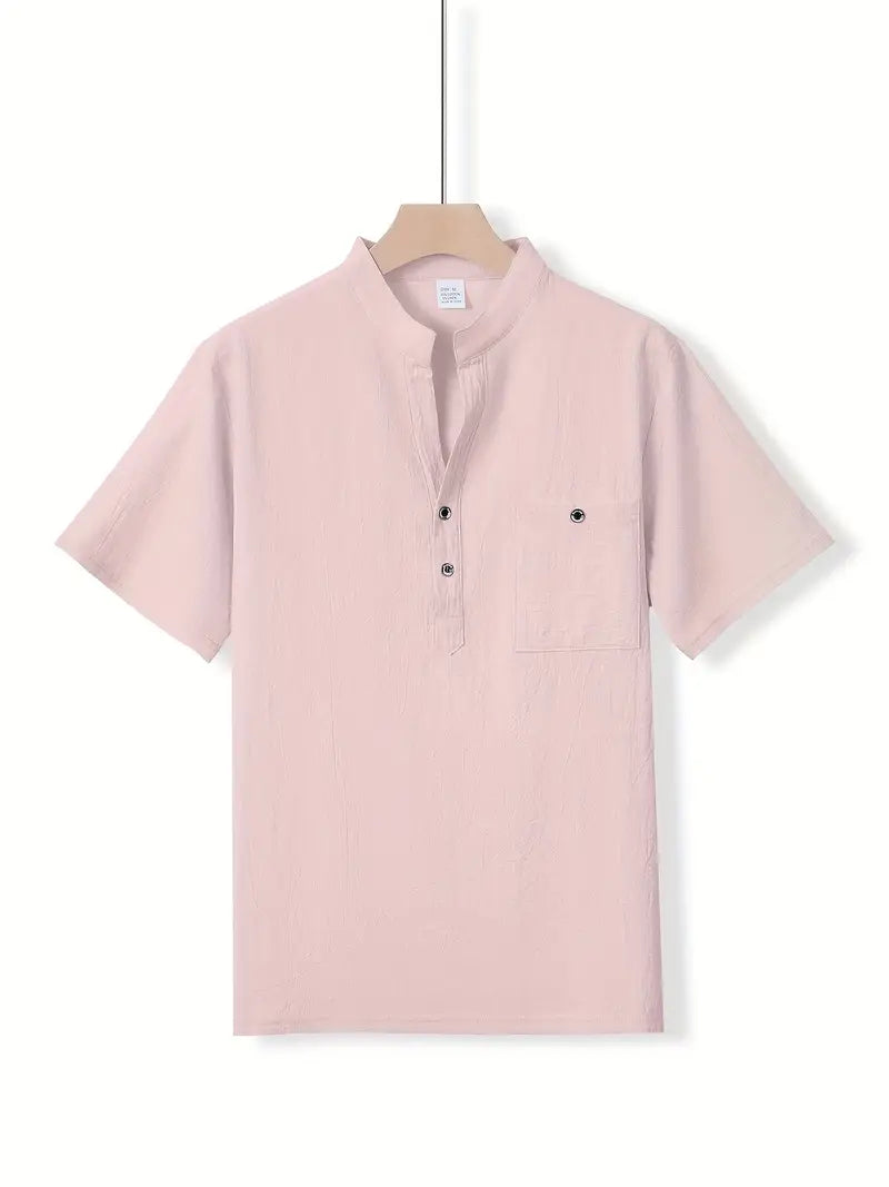 Giorgio | Camicia henley a maniche corte con taschino da uomo