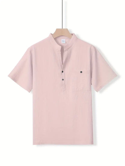 Giorgio | Camicia henley a maniche corte con taschino da uomo