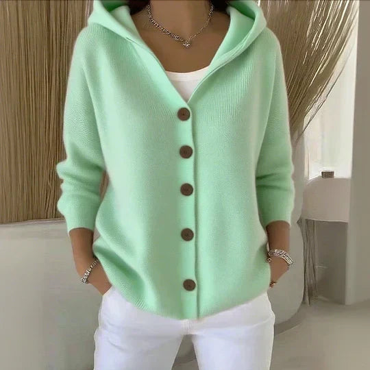 Rosalia | Cardigan con cappuccio e bottoni a vista per donna