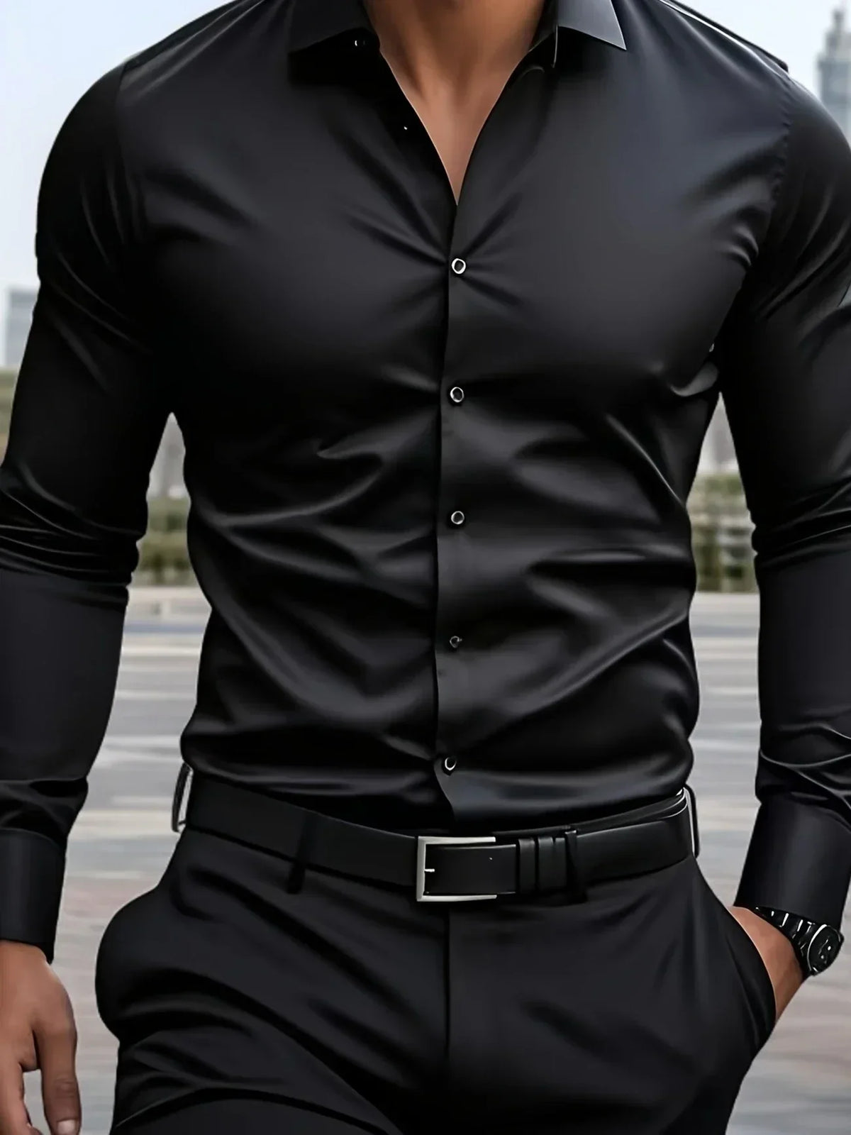 Vincenzo | Camicia a maniche lunghe con bottoni da uomo