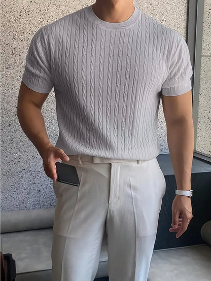 Nino | Maglia a manica corta con trecce girocollo da uomo