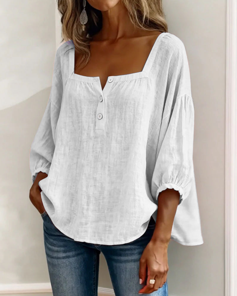 Isotta | Blusa scollo quadrato maniche a lanterna per donna