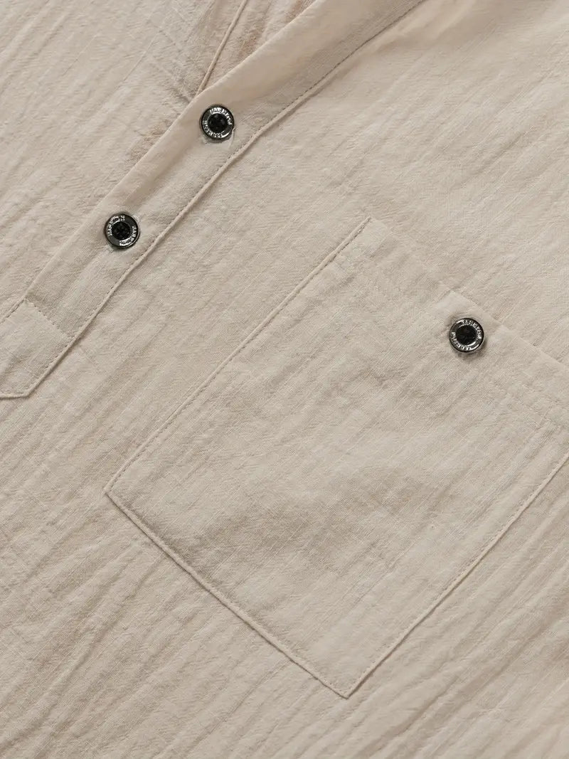Giorgio | Camicia henley a maniche corte con taschino da uomo