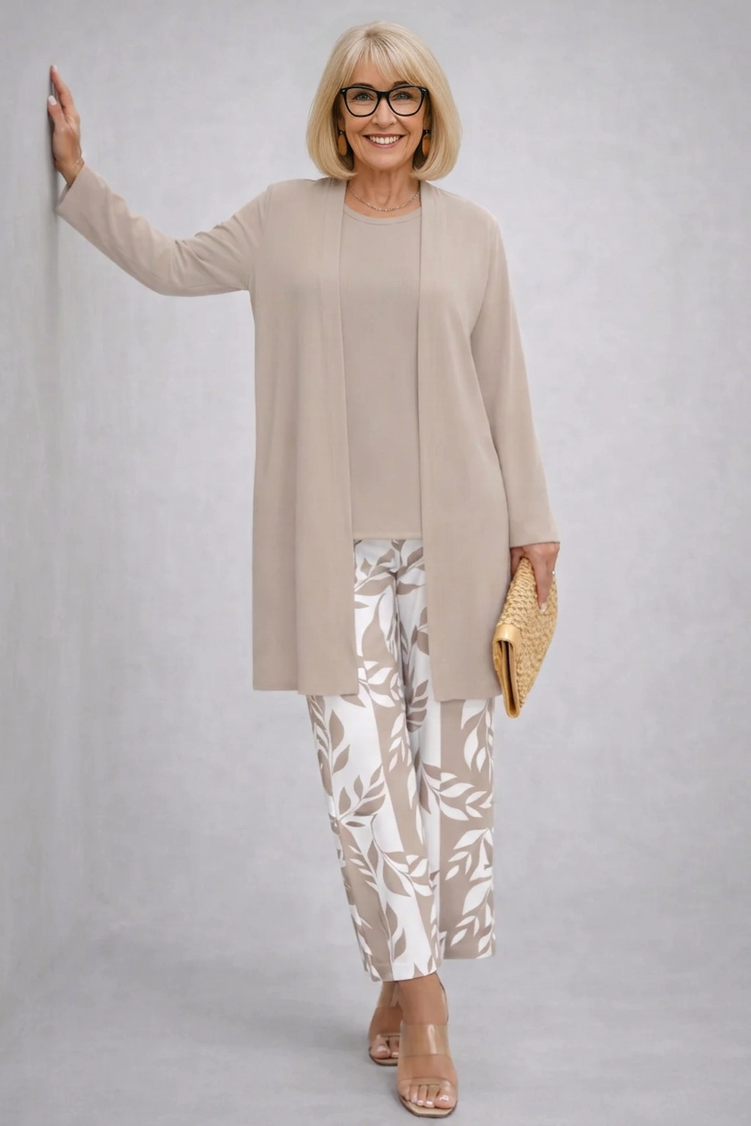 Silvana | Completo 3 pezzi con pantalone stampato per donna