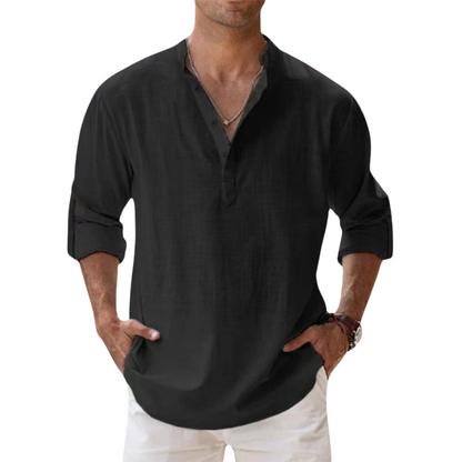 Francesco | Camicia Henley a maniche lunghe con collo alla coreana da uomo
