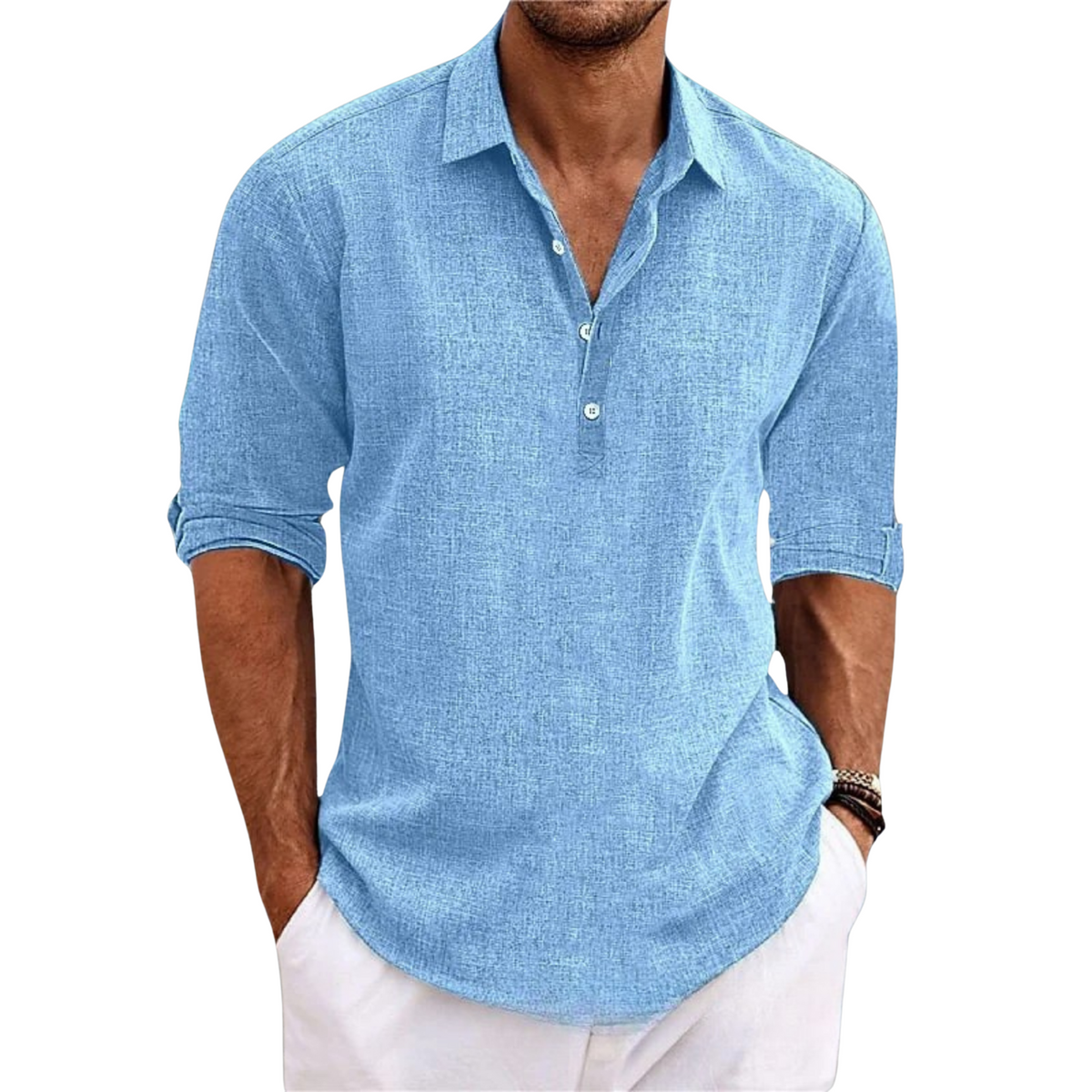 Lorenzo | Camicia henley a maniche lunghe con colletto da uomo