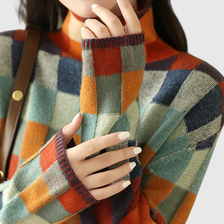 Elisabetta | Pull Donna Motivo A Quadri Multicolore Casual