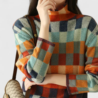 Elisabetta | Pull Donna Motivo A Quadri Multicolore Casual