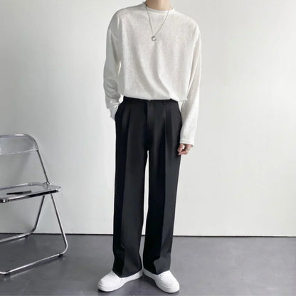 Italo | Pantaloni a gamba larga con pinces e vita alta da uomo
