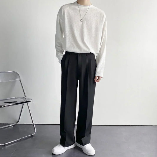 Italo | Pantaloni a gamba larga con pinces e vita alta da uomo