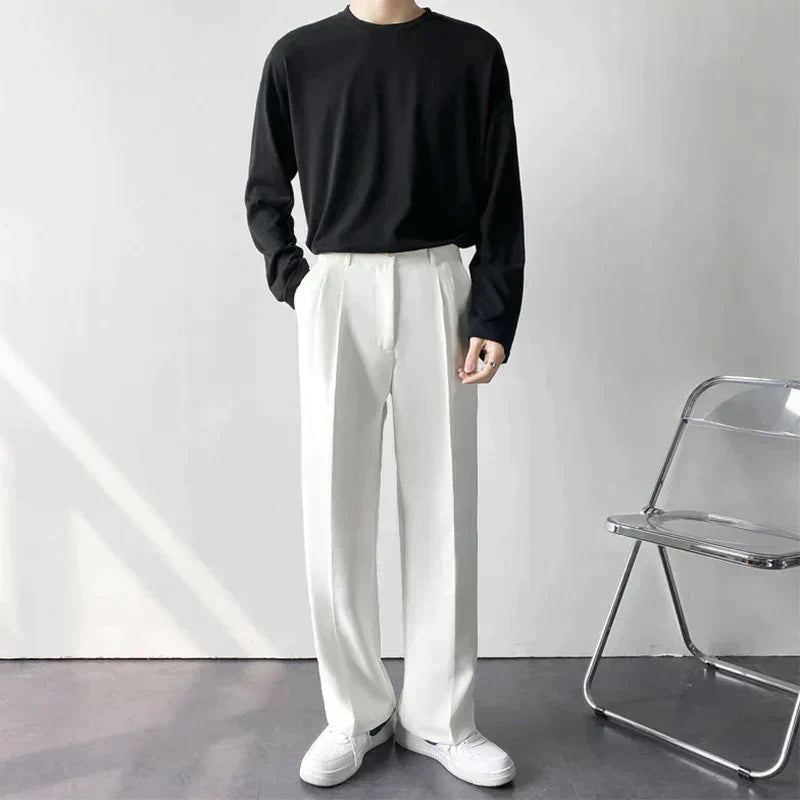 Italo | Pantaloni a gamba larga con pinces e vita alta da uomo