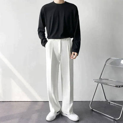 Italo | Pantaloni a gamba larga con pinces e vita alta da uomo