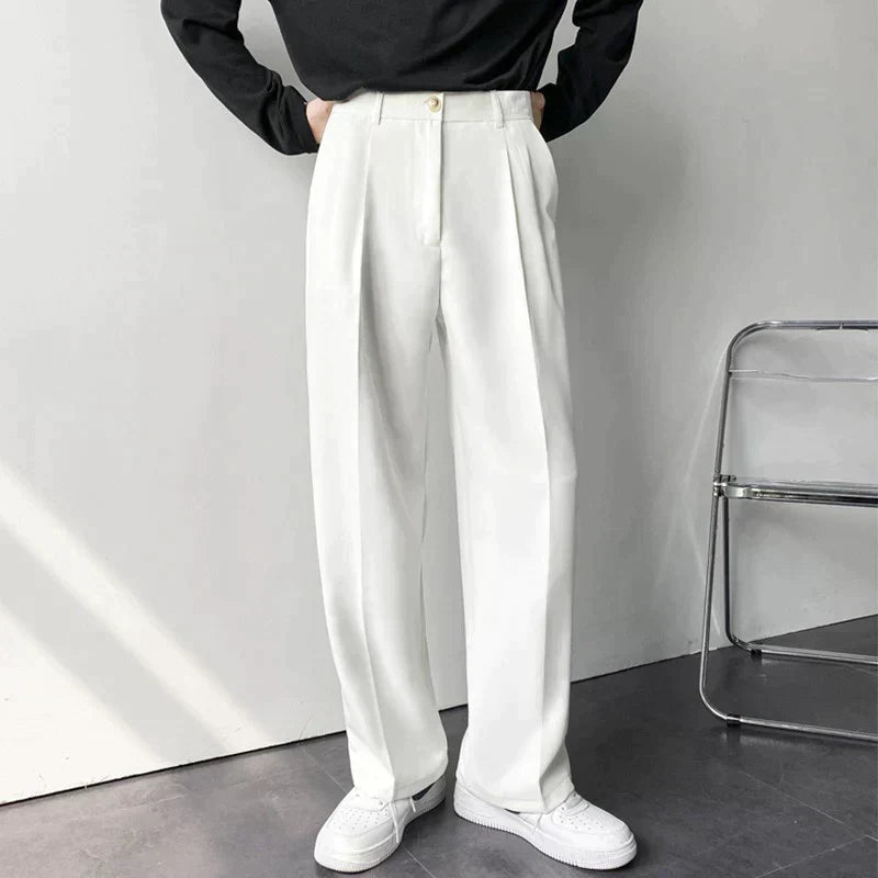 Italo | Pantaloni a gamba larga con pinces e vita alta da uomo