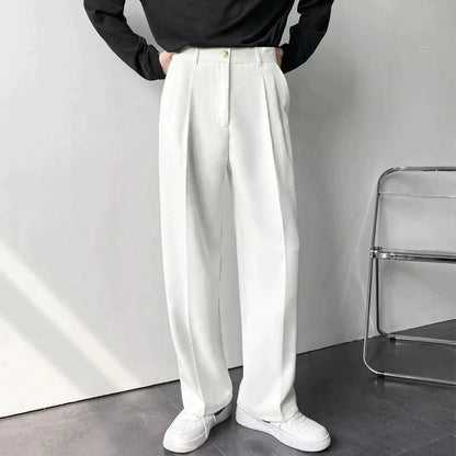 Italo | Pantaloni a gamba larga con pinces e vita alta da uomo