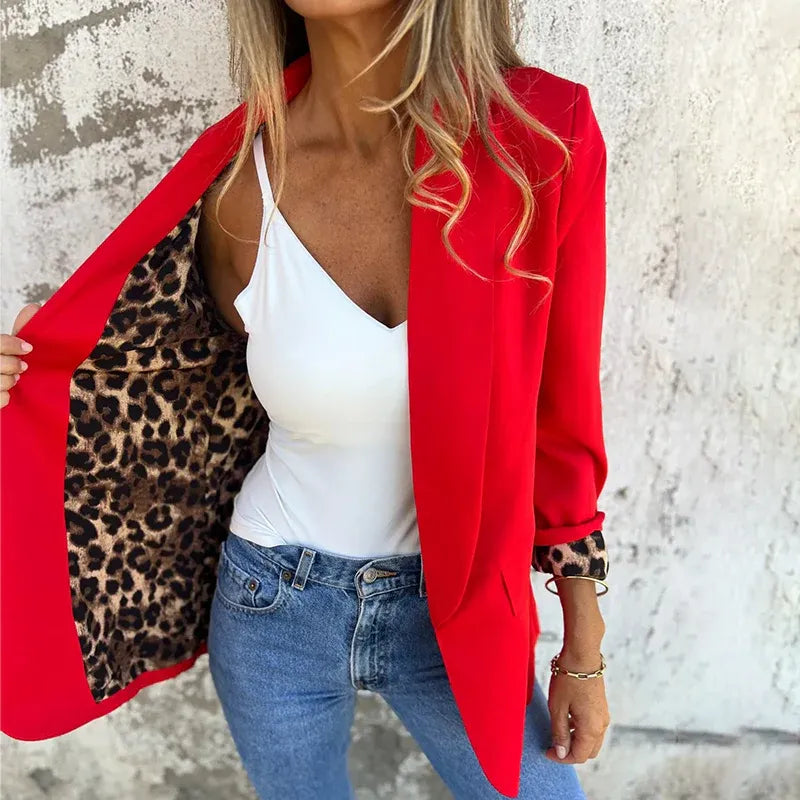 Valeria | Blazer Elegante con Fodera a Leopardo per Donna