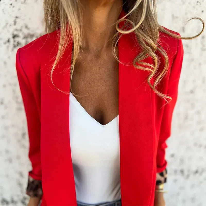 Valeria | Blazer Elegante con Fodera a Leopardo per Donna