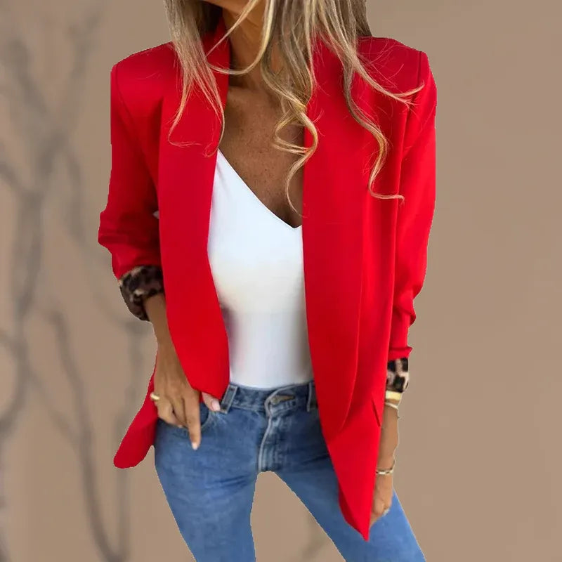 Valeria | Blazer Elegante con Fodera a Leopardo per Donna