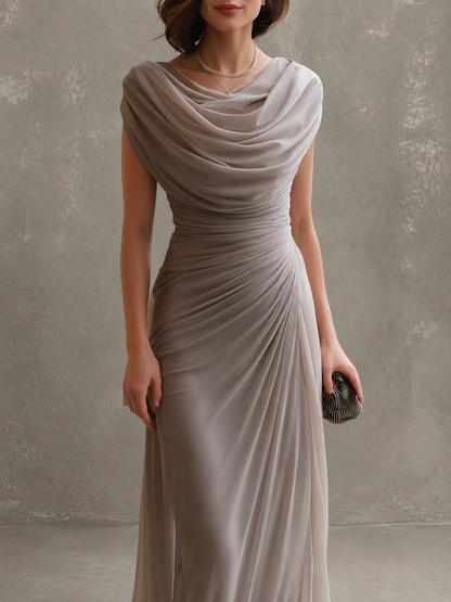 Jilliann | Abito lungo drappeggiato con scollo ad acqua per donna
