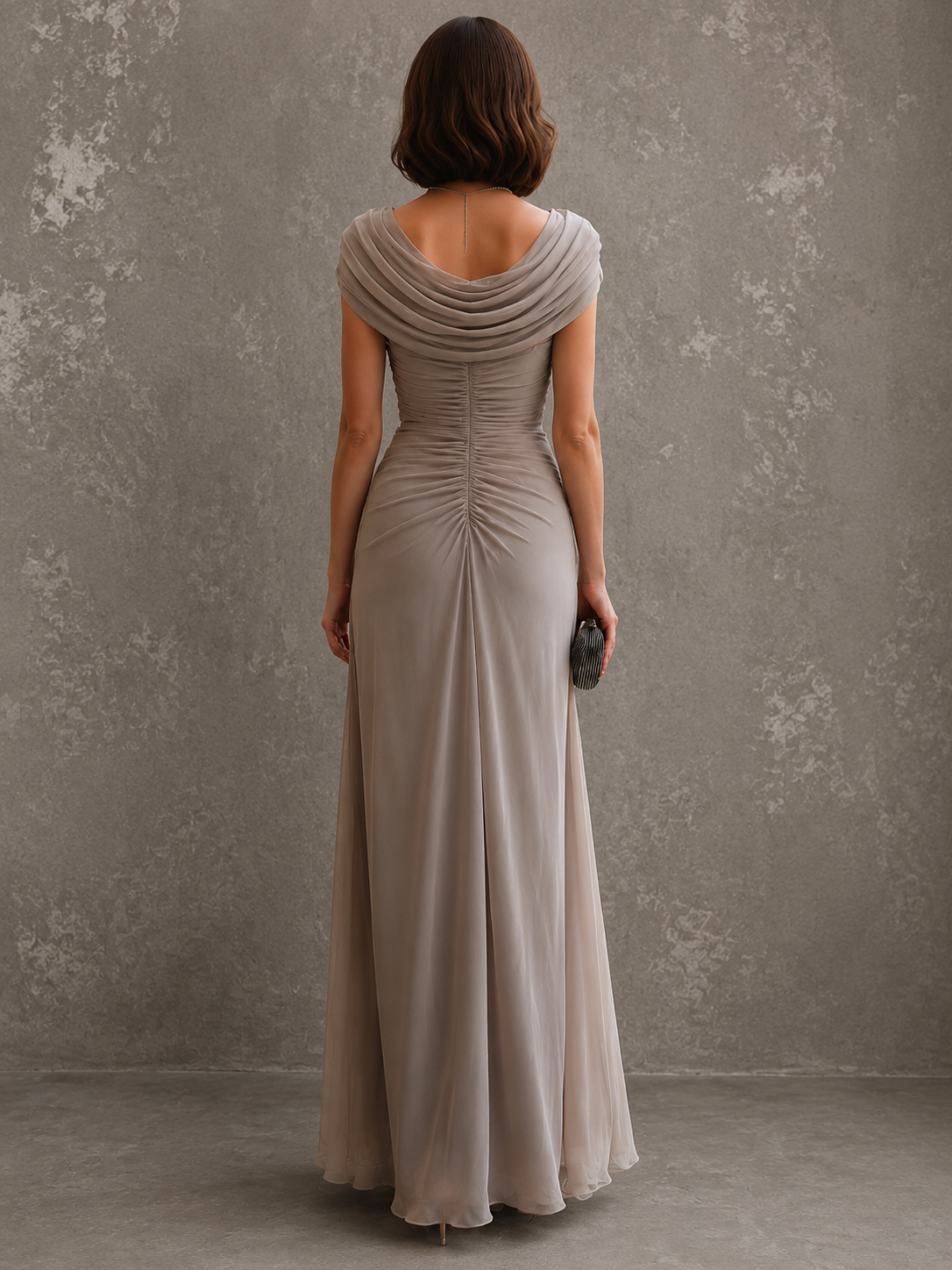 Jilliann | Abito lungo drappeggiato con scollo ad acqua per donna