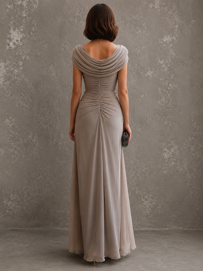 Jilliann | Abito lungo drappeggiato con scollo ad acqua per donna