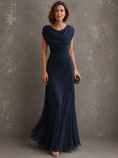Jilliann | Abito lungo drappeggiato con scollo ad acqua per donna