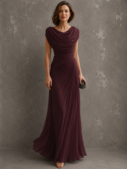 Jilliann | Abito lungo drappeggiato con scollo ad acqua per donna